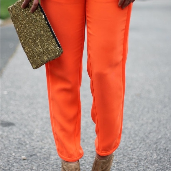 J. Crew Bright Orange Reese Pants NWT - Picture 4 of 8